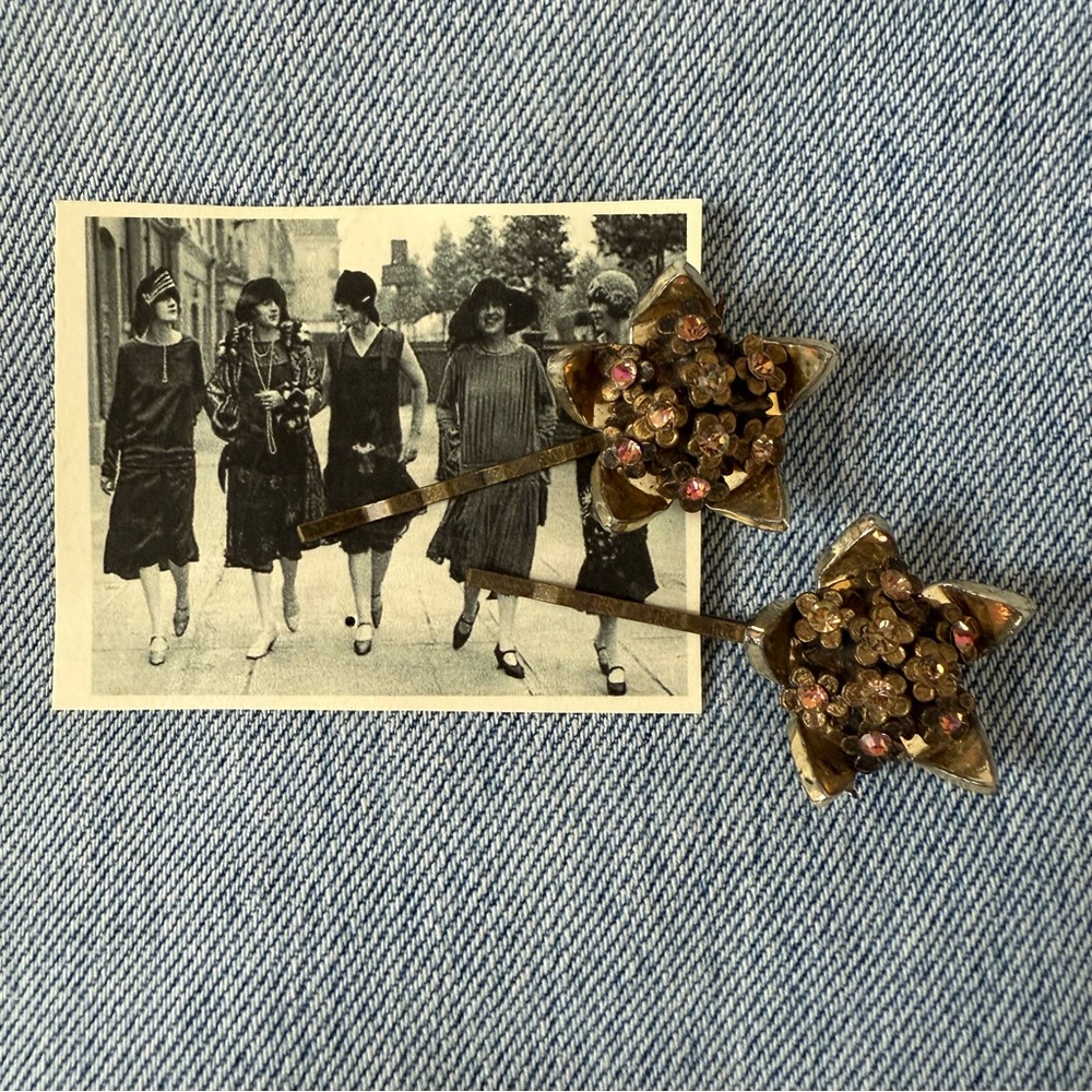 Gold and Brown Star Hair Clips